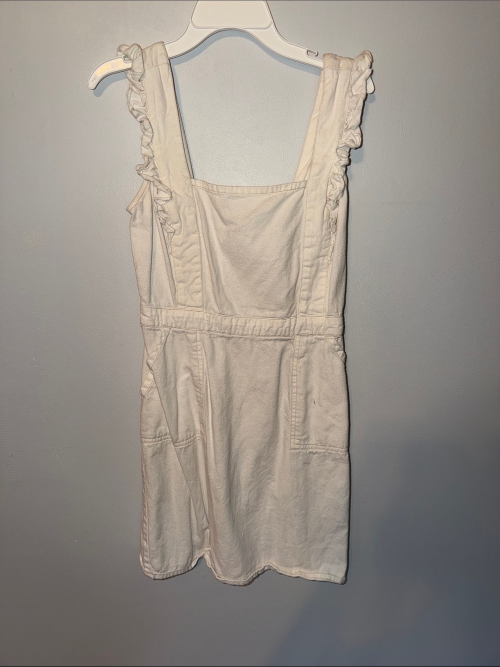 Ruffled Strap Mini Dress in Cream